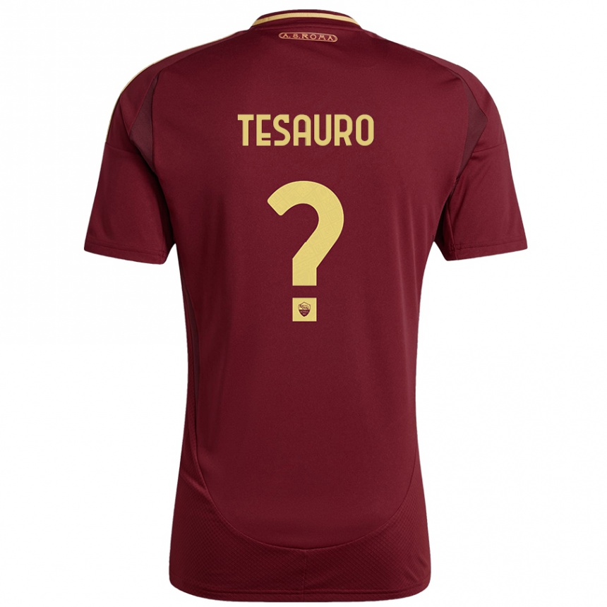 Hombre Fútbol Camiseta Emanuele Tesauro #0 Rojo Marrón Dorado 1ª Equipación 2024/25 Perú