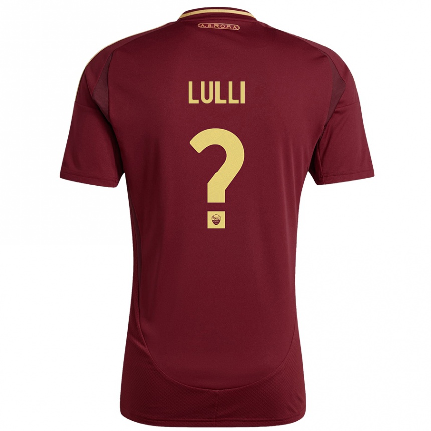 Hombre Fútbol Camiseta Emanuele Lulli #0 Rojo Marrón Dorado 1ª Equipación 2024/25 Perú