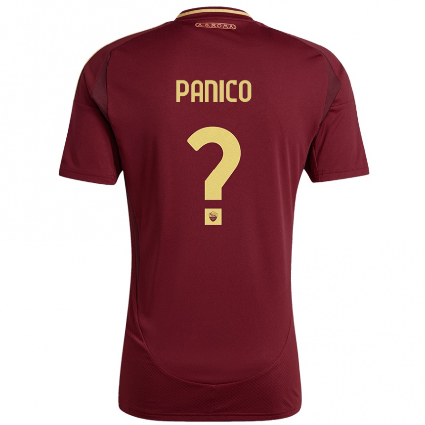 Hombre Fútbol Camiseta Francesco Panico #0 Rojo Marrón Dorado 1ª Equipación 2024/25 Perú