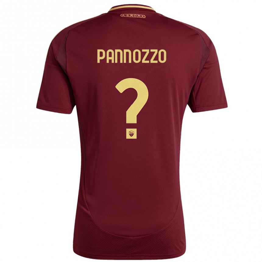 Hombre Fútbol Camiseta Nicolò Pannozzo #0 Rojo Marrón Dorado 1ª Equipación 2024/25 Perú