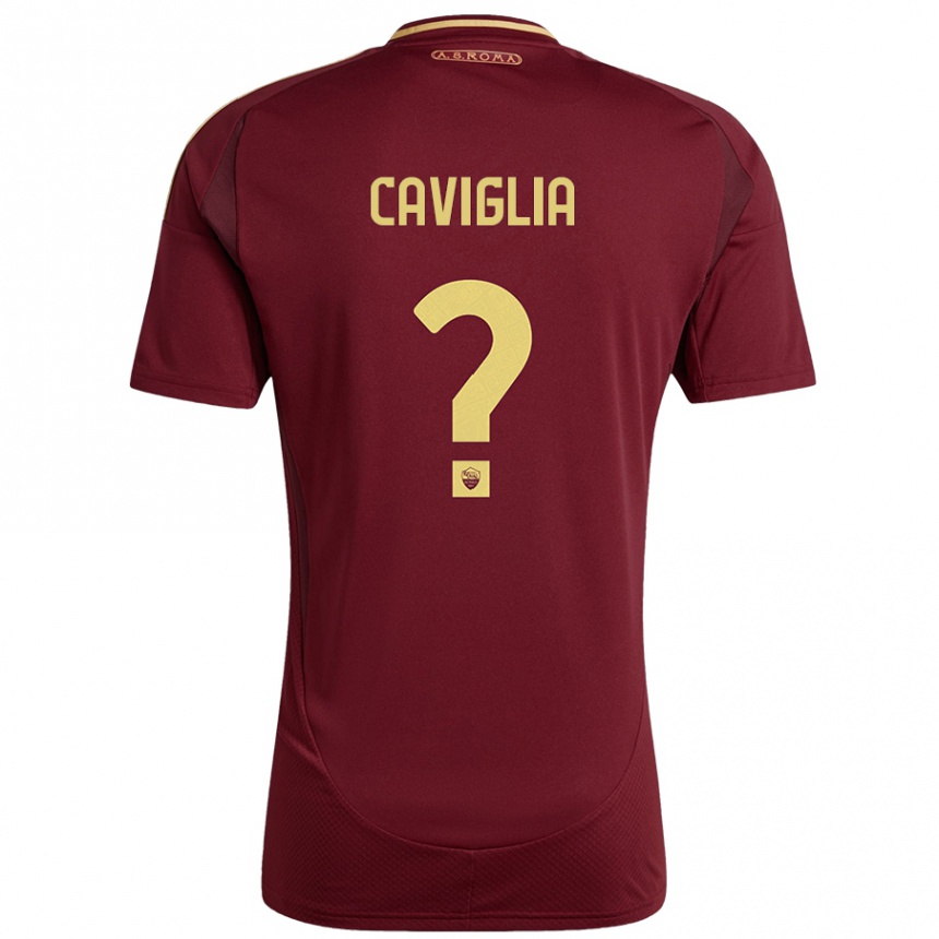 Hombre Fútbol Camiseta Manuel Caviglia #0 Rojo Marrón Dorado 1ª Equipación 2024/25 Perú