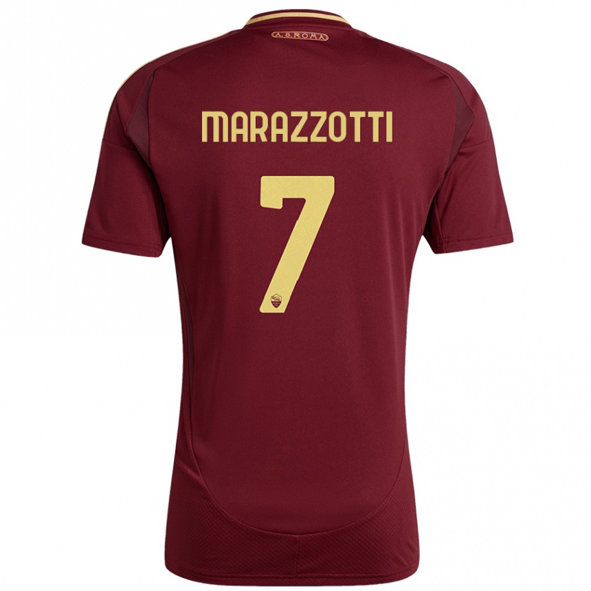 Hombre Fútbol Camiseta Fabrizio Marazzotti #7 Rojo Marrón Dorado 1ª Equipación 2024/25 Perú