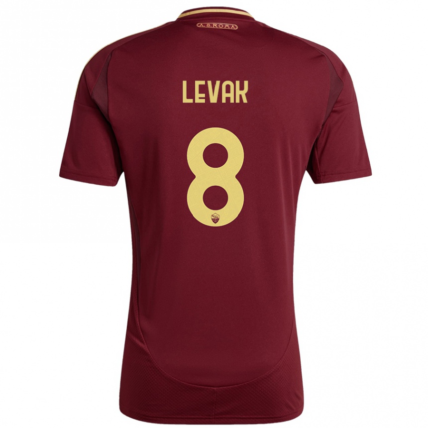 Hombre Fútbol Camiseta Sergej Levak #8 Rojo Marrón Dorado 1ª Equipación 2024/25 Perú