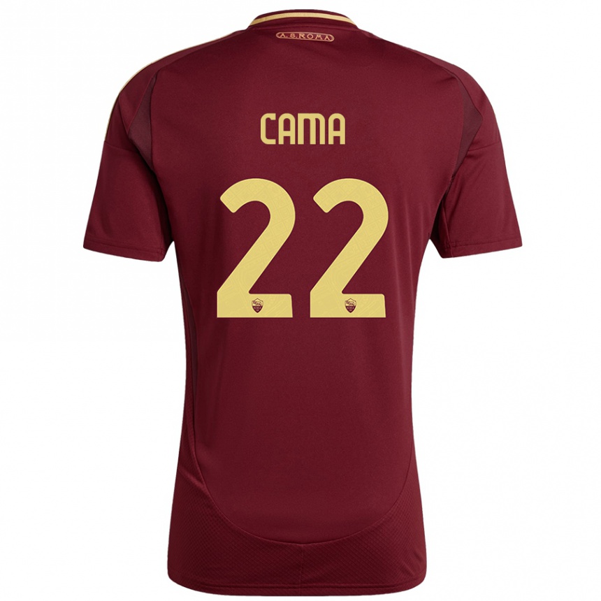 Hombre Fútbol Camiseta Cristian Cama #22 Rojo Marrón Dorado 1ª Equipación 2024/25 Perú