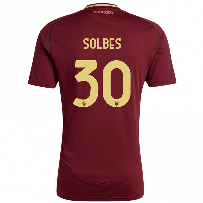 Hombre Fútbol Camiseta Ricardo Solbes #30 Rojo Marrón Dorado 1ª Equipación 2024/25 Perú