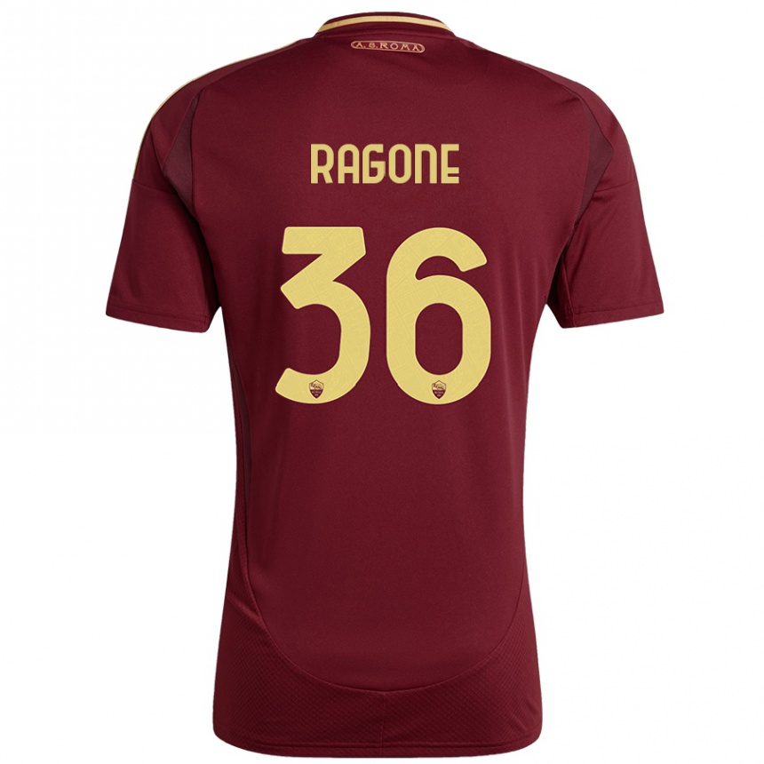 Hombre Fútbol Camiseta Diego Ragone #36 Rojo Marrón Dorado 1ª Equipación 2024/25 Perú