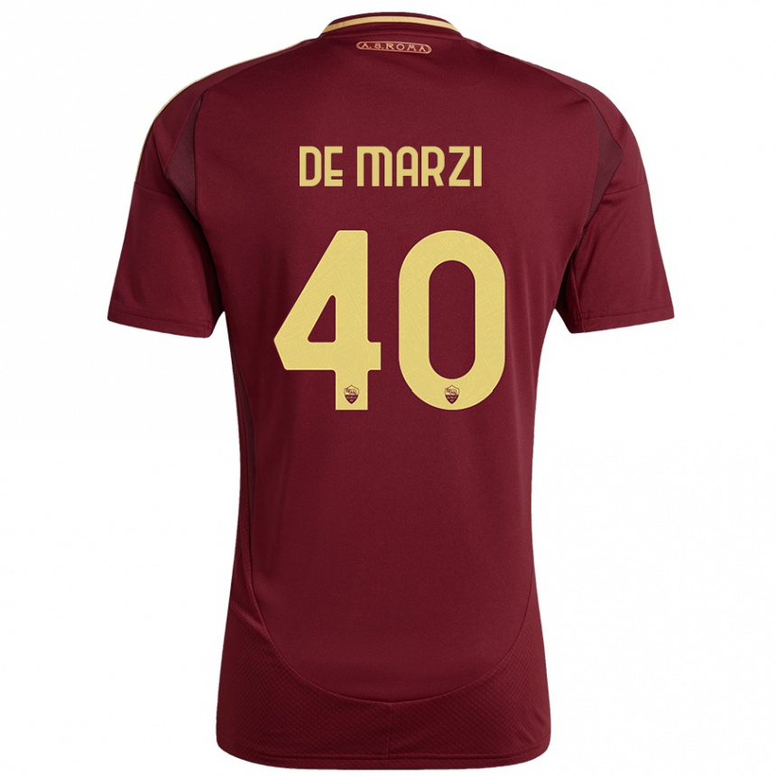 Hombre Fútbol Camiseta Giorgio De Marzi #40 Rojo Marrón Dorado 1ª Equipación 2024/25 Perú