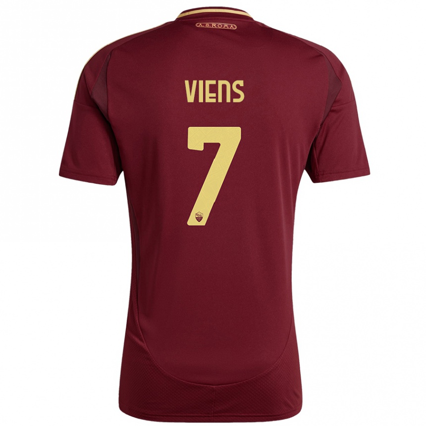 Hombre Fútbol Camiseta Evelyne Viens #7 Rojo Marrón Dorado 1ª Equipación 2024/25 Perú