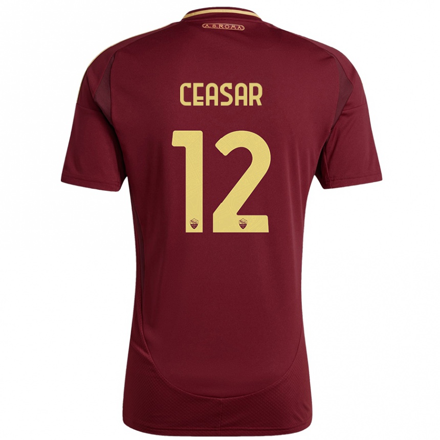 Hombre Fútbol Camiseta Camelia Ceasar #12 Rojo Marrón Dorado 1ª Equipación 2024/25 Perú