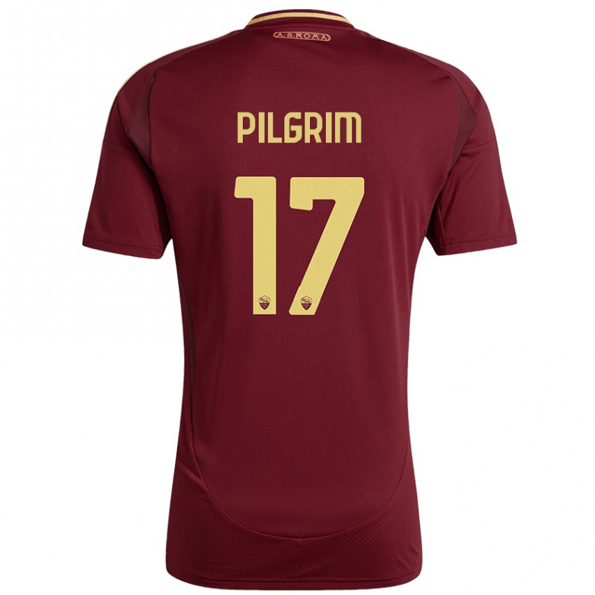 Hombre Fútbol Camiseta Alayah Pilgrim #17 Rojo Marrón Dorado 1ª Equipación 2024/25 Perú