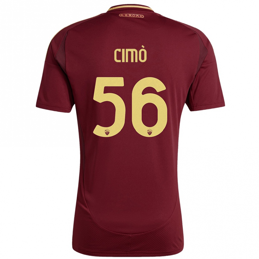 Hombre Fútbol Camiseta Giada Cimò #56 Rojo Marrón Dorado 1ª Equipación 2024/25 Perú