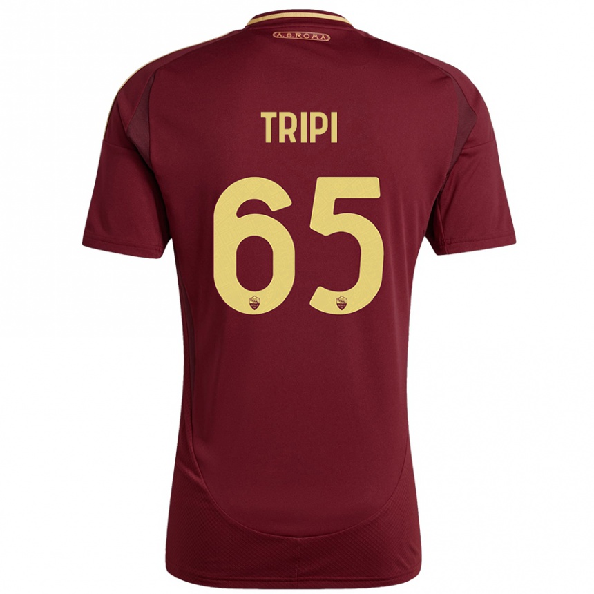 Hombre Fútbol Camiseta Filippo Tripi #65 Rojo Marrón Dorado 1ª Equipación 2024/25 Perú