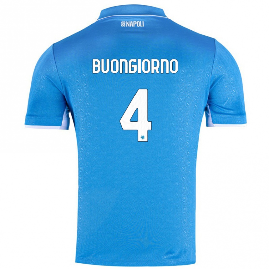 Hombre Fútbol Camiseta Alessandro Buongiorno #4 Azul Cielo 1ª Equipación 2024/25 Perú