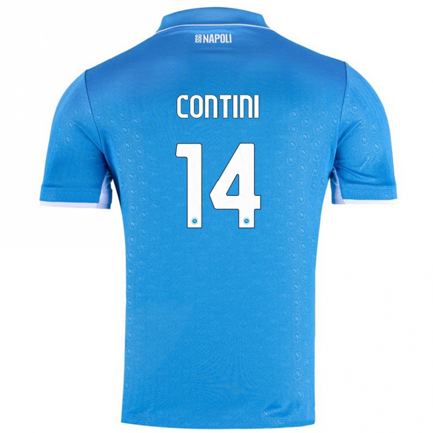 Hombre Fútbol Camiseta Nikita Contini #14 Azul Cielo 1ª Equipación 2024/25 Perú