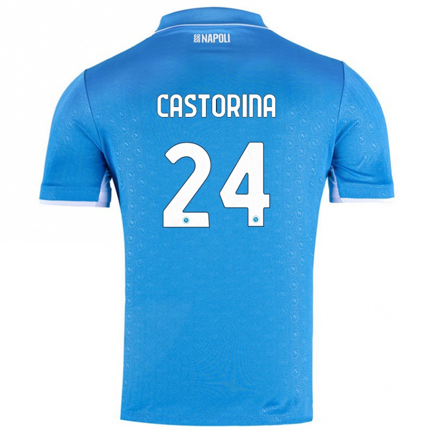 Hombre Fútbol Camiseta Alessandro Castorina #24 Azul Cielo 1ª Equipación 2024/25 Perú