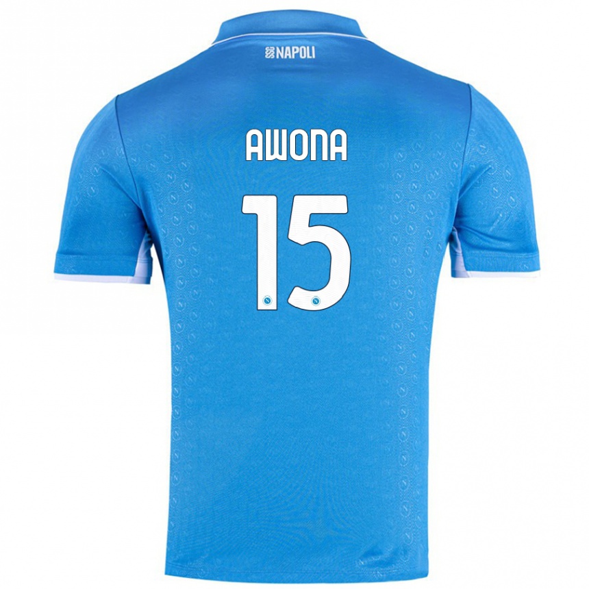 Hombre Fútbol Camiseta Aurelle Awona #15 Azul Cielo 1ª Equipación 2024/25 Perú