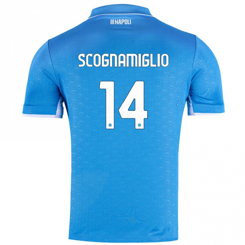 Hombre Fútbol Camiseta Fabio Scognamiglio #14 Azul Cielo 1ª Equipación 2024/25 Perú