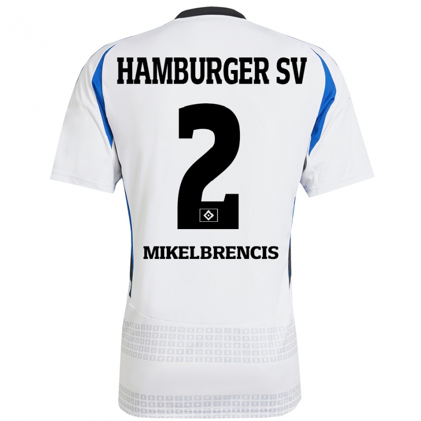 Hombre Fútbol Camiseta William Mikelbrencis #2 Blanco Azul 1ª Equipación 2024/25 Perú