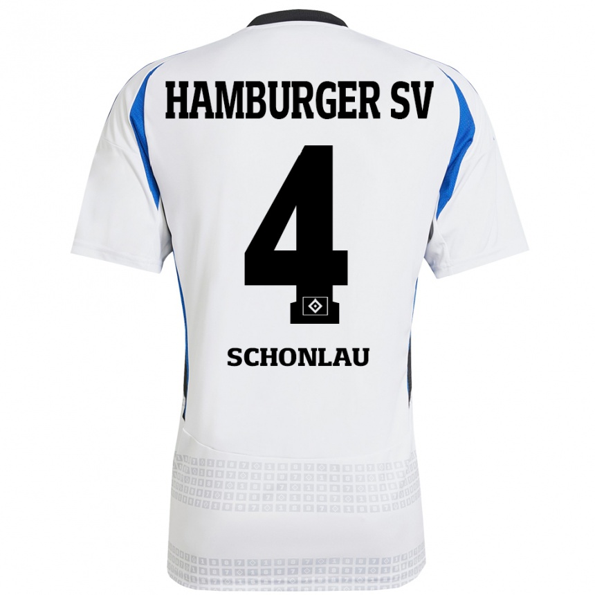 Hombre Fútbol Camiseta Sebastian Schonlau #4 Blanco Azul 1ª Equipación 2024/25 Perú