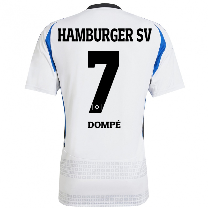 Hombre Fútbol Camiseta Jean-Luc Dompé #7 Blanco Azul 1ª Equipación 2024/25 Perú