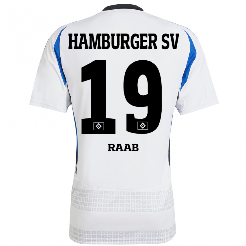 Hombre Fútbol Camiseta Matheo Raab #19 Blanco Azul 1ª Equipación 2024/25 Perú