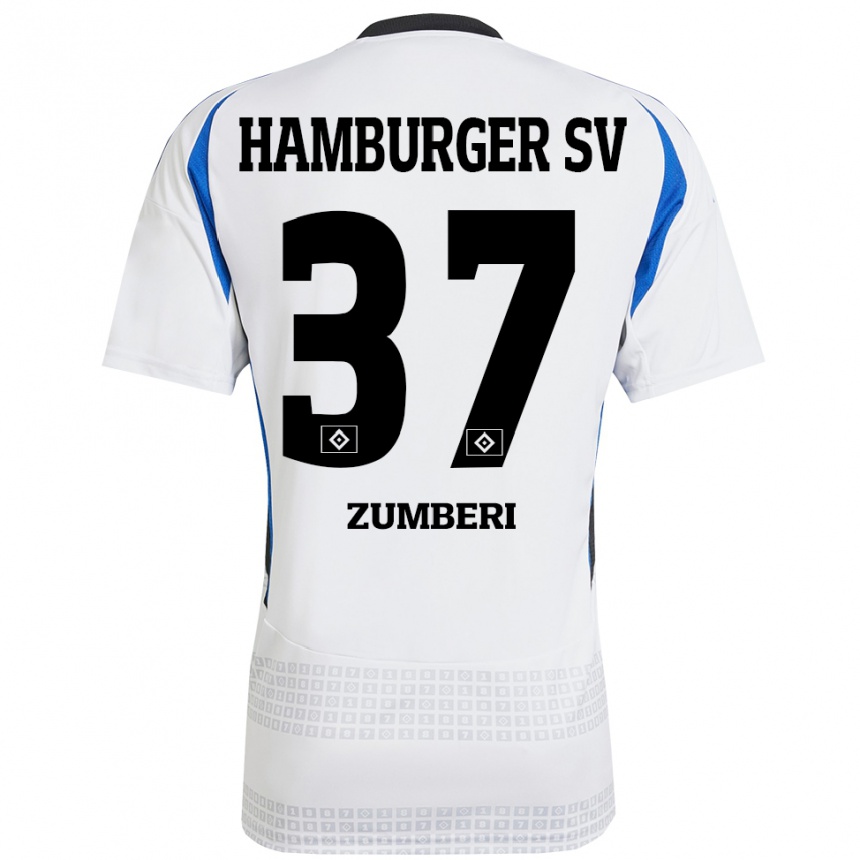 Hombre Fútbol Camiseta Valon Zumberi #37 Blanco Azul 1ª Equipación 2024/25 Perú