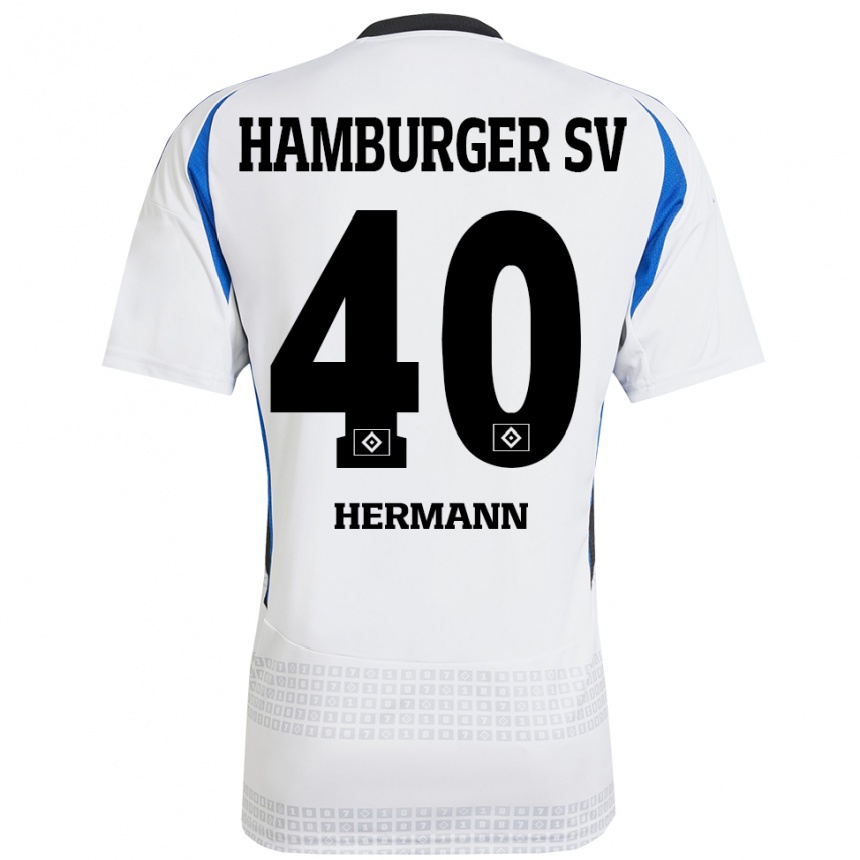 Hombre Fútbol Camiseta Hannes Hermann #40 Blanco Azul 1ª Equipación 2024/25 Perú