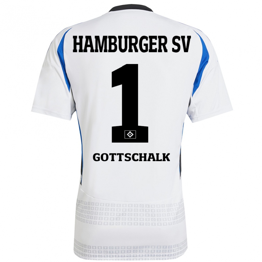 Hombre Fútbol Camiseta Juri Gottschalk #1 Blanco Azul 1ª Equipación 2024/25 Perú