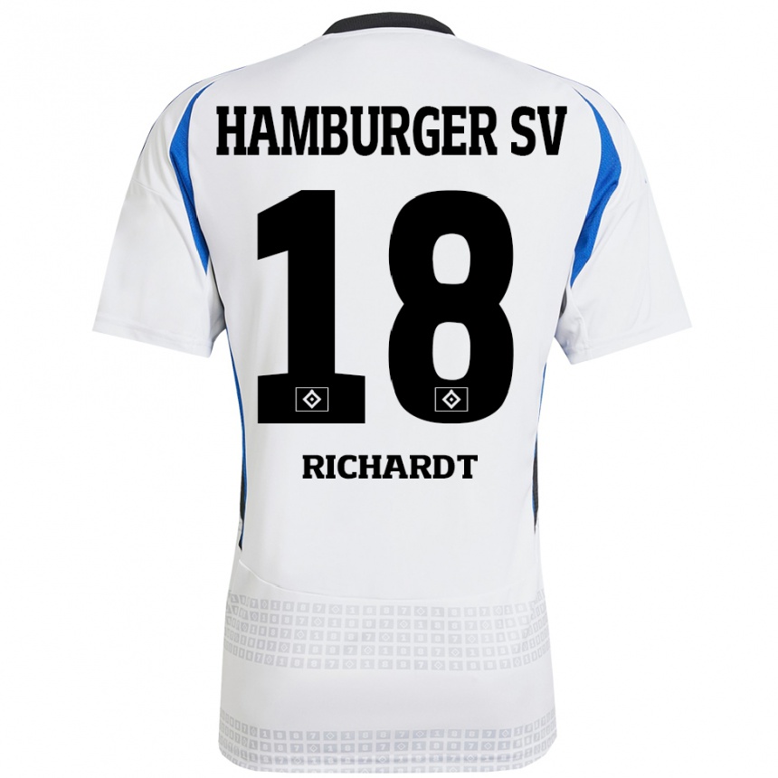 Hombre Fútbol Camiseta Dayo Richardt #18 Blanco Azul 1ª Equipación 2024/25 Perú