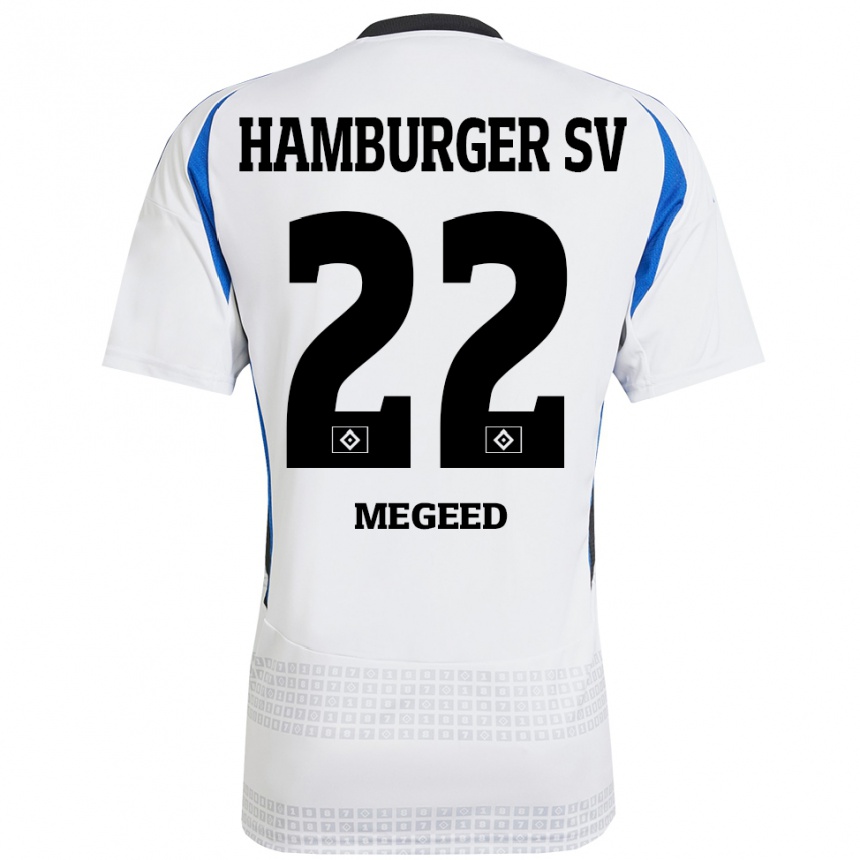 Hombre Fútbol Camiseta Omar Megeed #22 Blanco Azul 1ª Equipación 2024/25 Perú