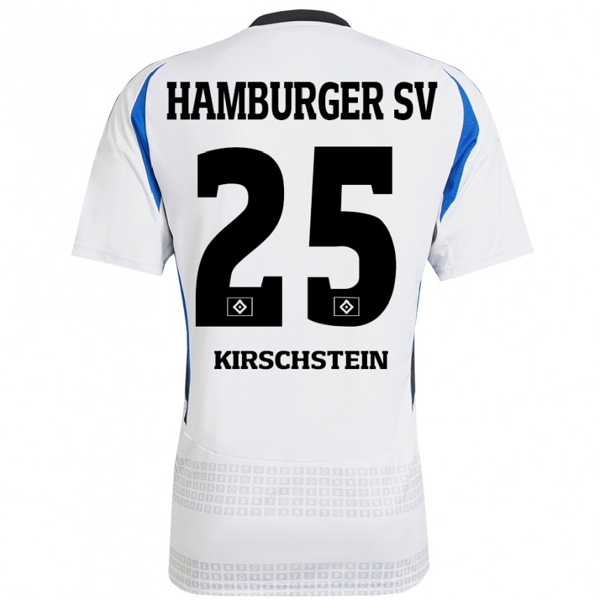 Hombre Fútbol Camiseta Merle Kirschstein #25 Blanco Azul 1ª Equipación 2024/25 Perú