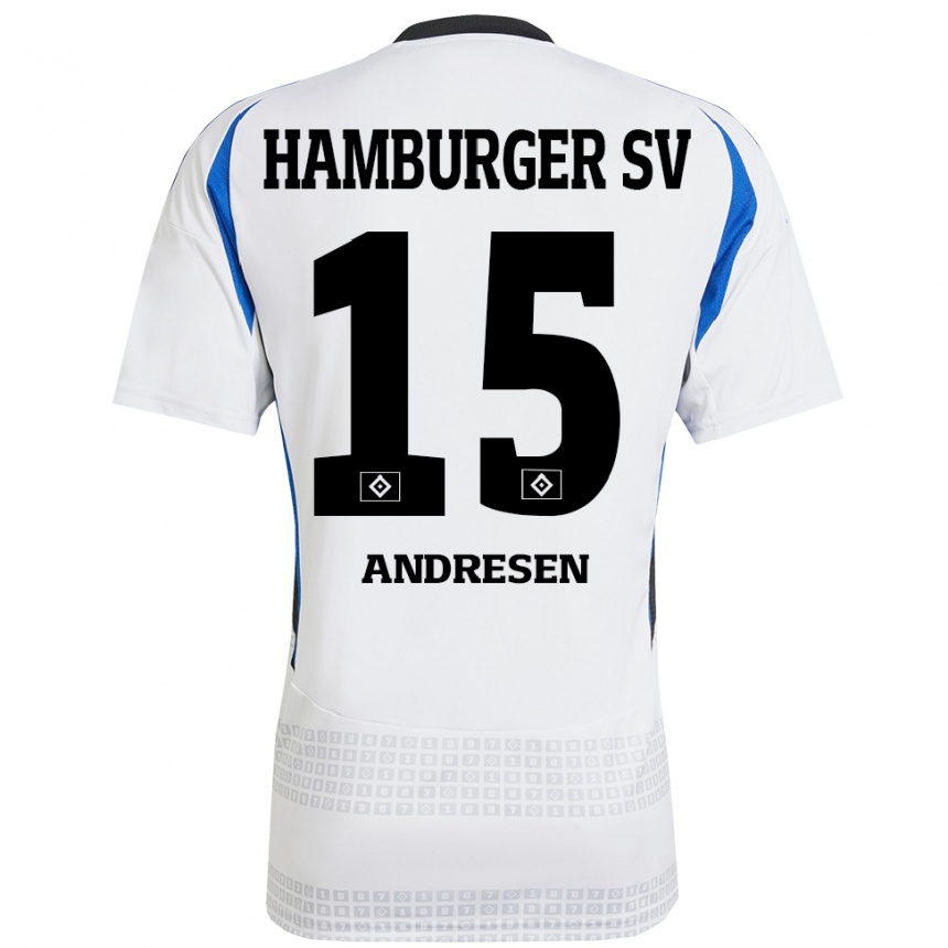 Hombre Fútbol Camiseta Bent Andresen #15 Blanco Azul 1ª Equipación 2024/25 Perú