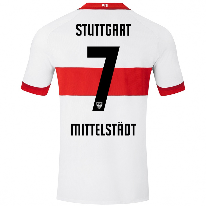 Hombre Fútbol Camiseta Maximilian Mittelstädt #7 Blanco Rojo 1ª Equipación 2024/25 Perú