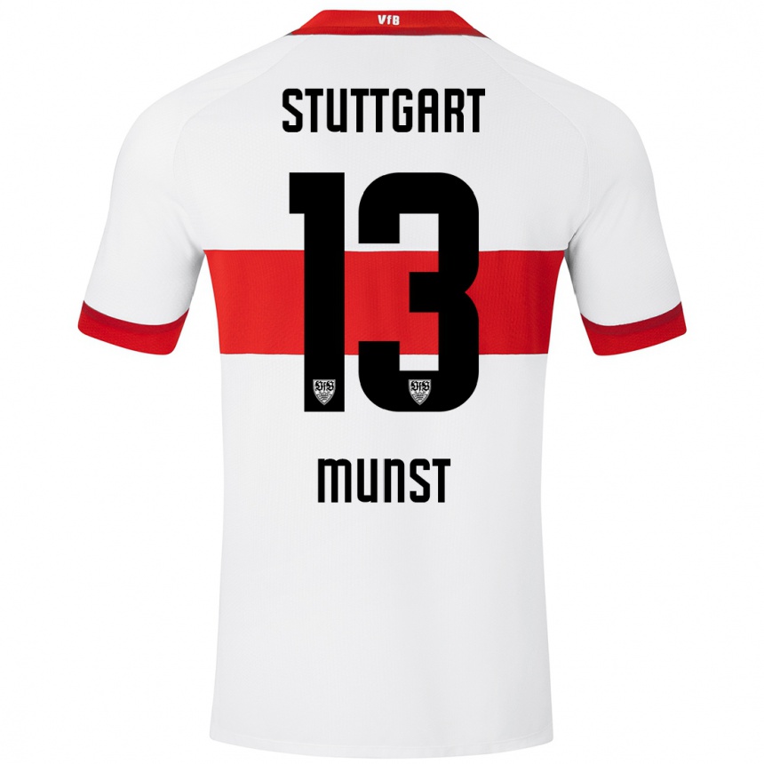 Hombre Fútbol Camiseta Leonhard Münst #13 Blanco Rojo 1ª Equipación 2024/25 Perú