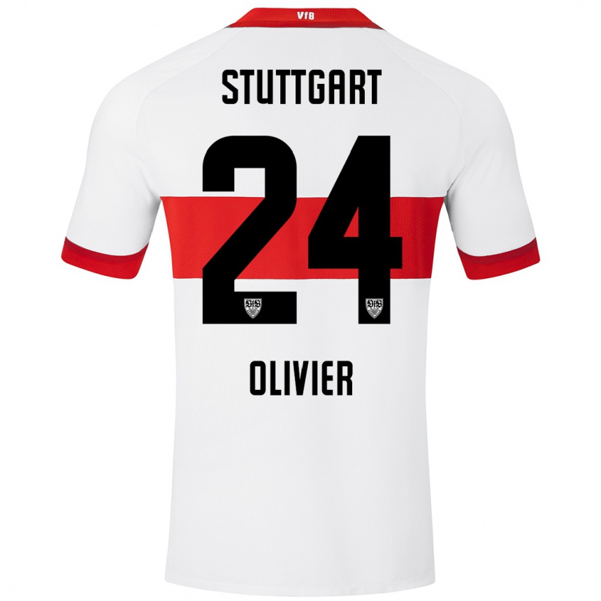 Hombre Fútbol Camiseta Christopher Olivier #24 Blanco Rojo 1ª Equipación 2024/25 Perú