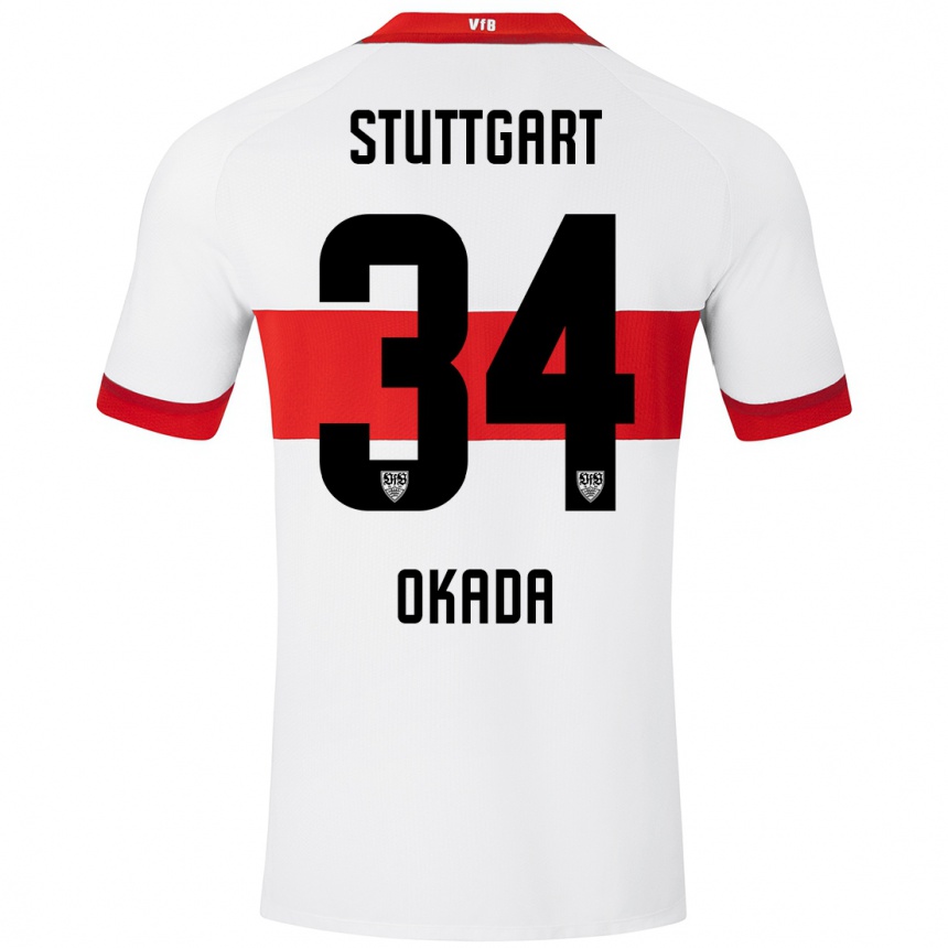 Hombre Fútbol Camiseta Rei Okada #34 Blanco Rojo 1ª Equipación 2024/25 Perú