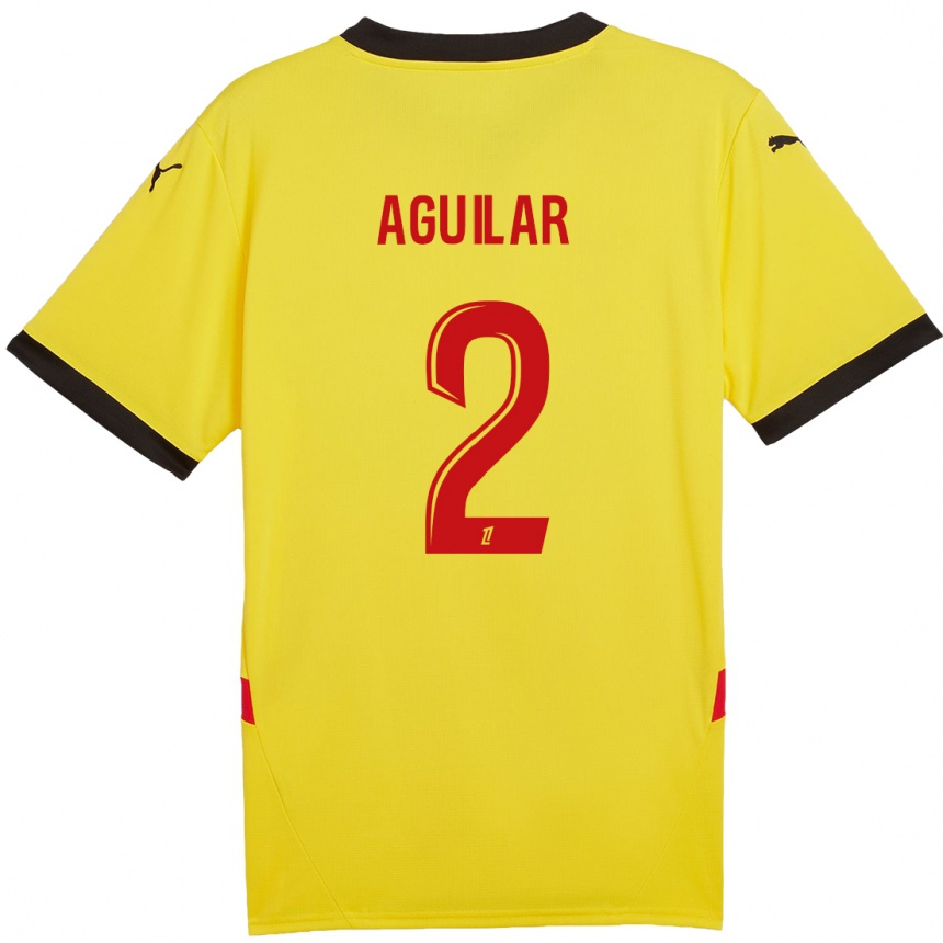 Hombre Fútbol Camiseta Ruben Aguilar #2 Amarillo Rojo 1ª Equipación 2024/25 Perú