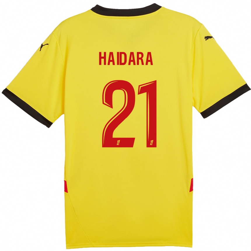 Hombre Fútbol Camiseta Massadio Haidara #21 Amarillo Rojo 1ª Equipación 2024/25 Perú