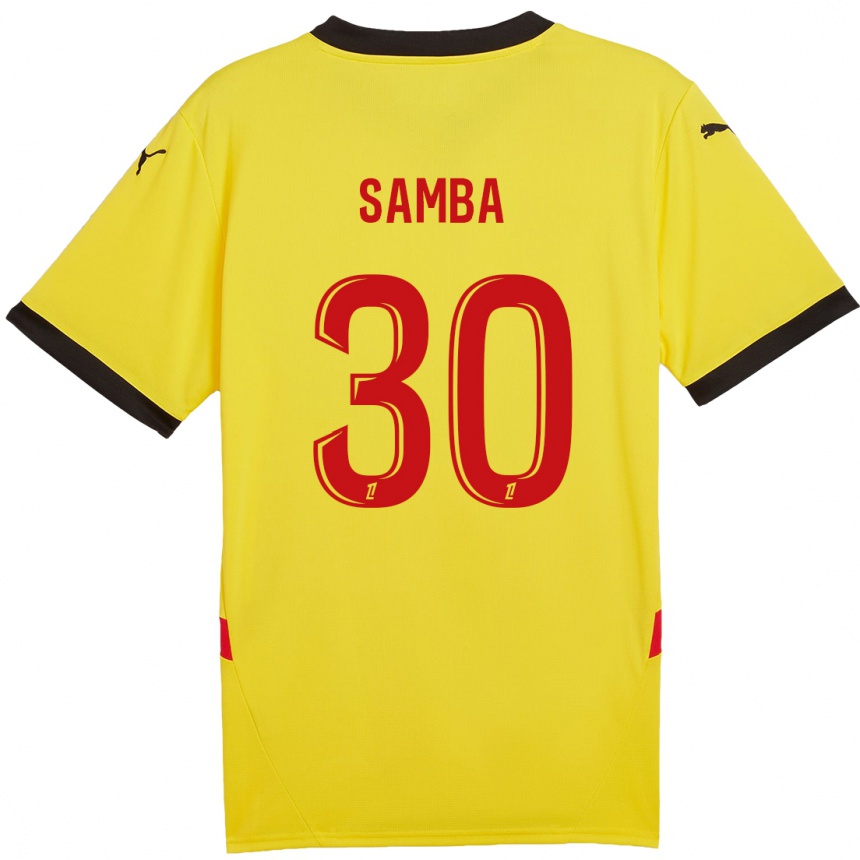 Hombre Fútbol Camiseta Brice Samba #30 Amarillo Rojo 1ª Equipación 2024/25 Perú