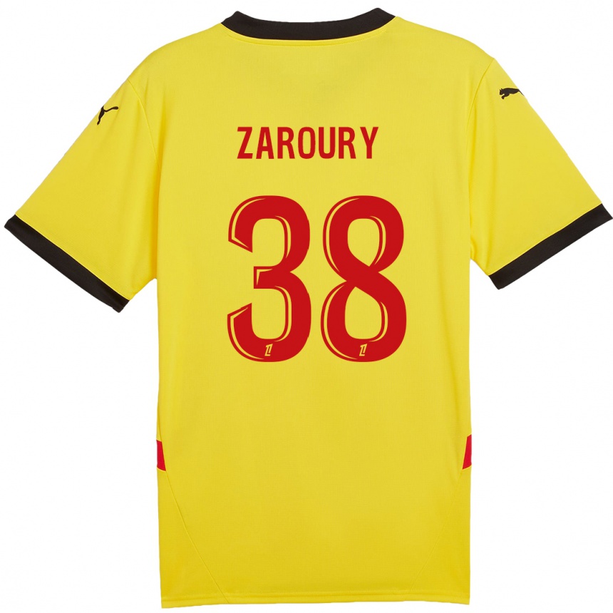 Hombre Fútbol Camiseta Anass Zaroury #38 Amarillo Rojo 1ª Equipación 2024/25 Perú