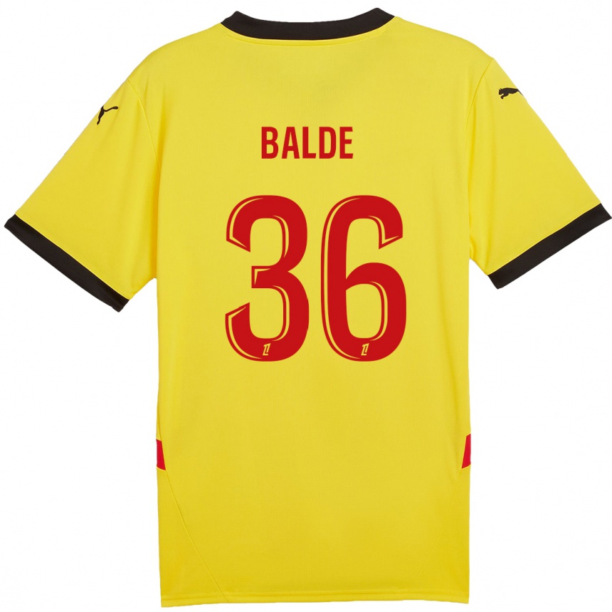 Hombre Fútbol Camiseta Ibrahima Baldé #36 Amarillo Rojo 1ª Equipación 2024/25 Perú