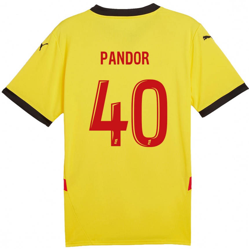 Hombre Fútbol Camiseta Yannick Pandor #40 Amarillo Rojo 1ª Equipación 2024/25 Perú