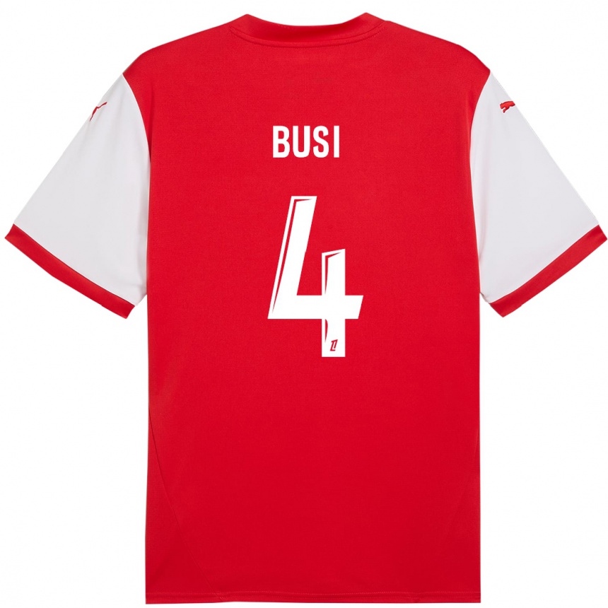 Hombre Fútbol Camiseta Maxime Busi #4 Rojo Blanco 1ª Equipación 2024/25 Perú