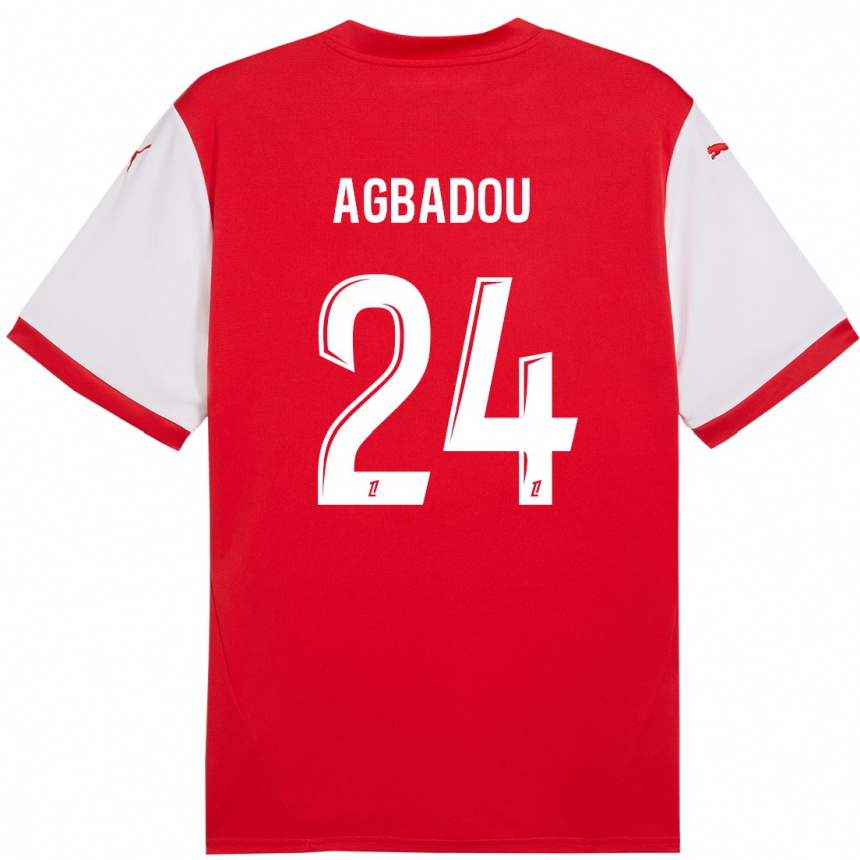 Hombre Fútbol Camiseta Emmanuel Agbadou #24 Rojo Blanco 1ª Equipación 2024/25 Perú