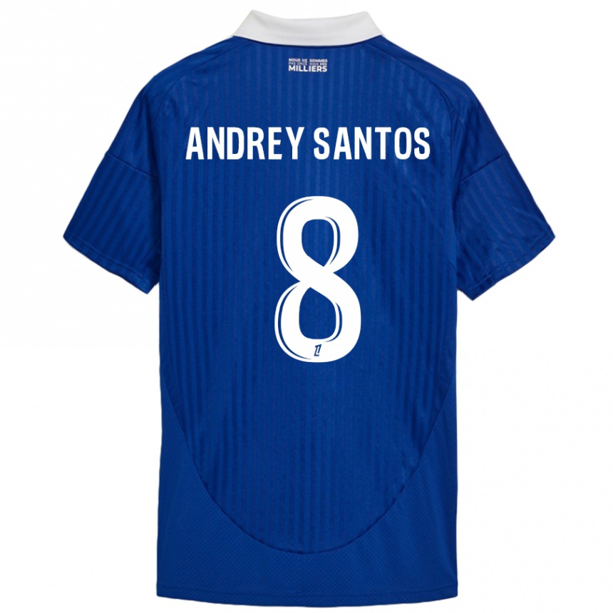 Hombre Fútbol Camiseta Andrey Santos #8 Azul Blanco 1ª Equipación 2024/25 Perú