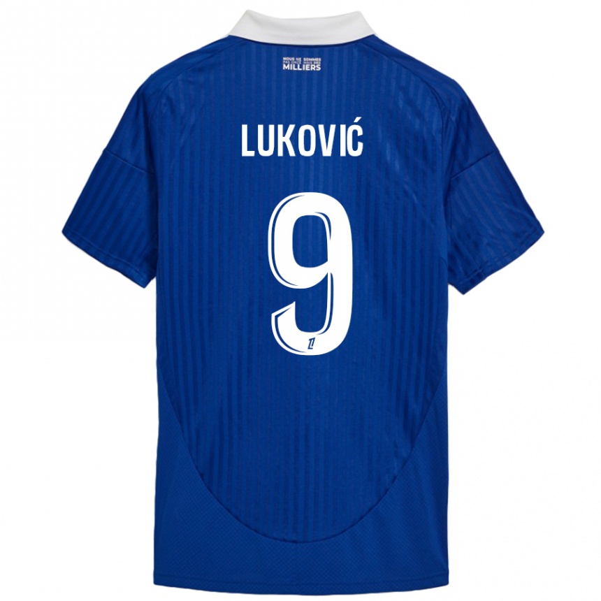 Hombre Fútbol Camiseta Milos Lukovic #9 Azul Blanco 1ª Equipación 2024/25 Perú