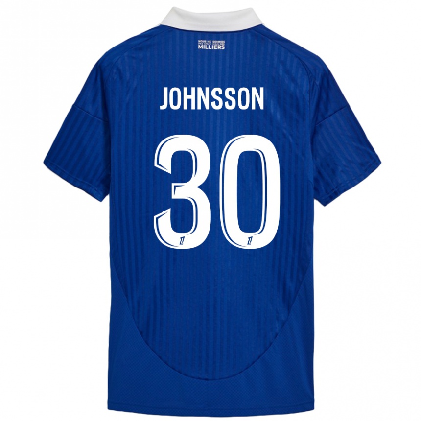 Hombre Fútbol Camiseta Karl-Johan Johnsson #30 Azul Blanco 1ª Equipación 2024/25 Perú