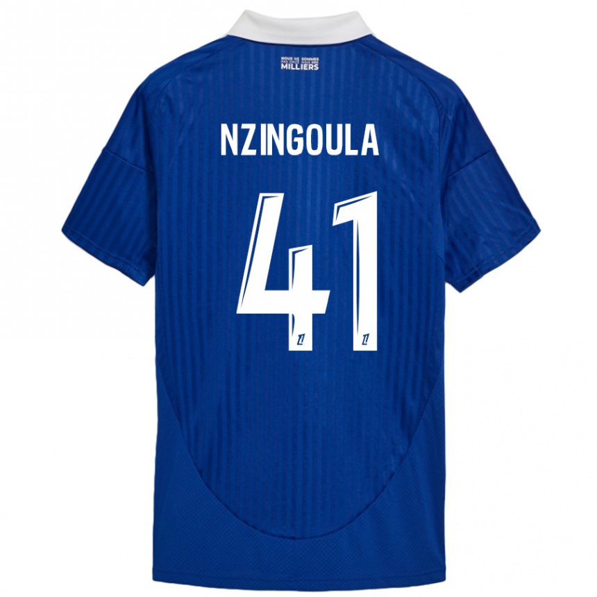 Hombre Fútbol Camiseta Rabby Nzingoula #41 Azul Blanco 1ª Equipación 2024/25 Perú