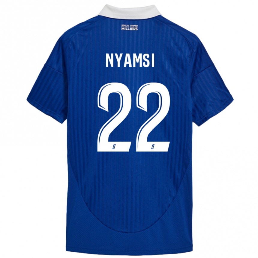 Hombre Fútbol Camiseta Gerzino Nyamsi #22 Azul Blanco 1ª Equipación 2024/25 Perú