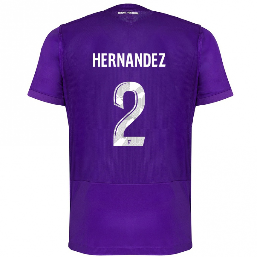 Hombre Fútbol Camiseta Lucie Hernandez #2 Morado Blanco 1ª Equipación 2024/25 Perú